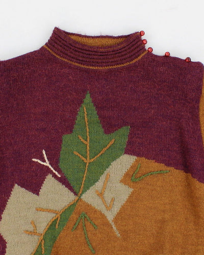 Soft Autumnal High- Neck Knit Jumper - M