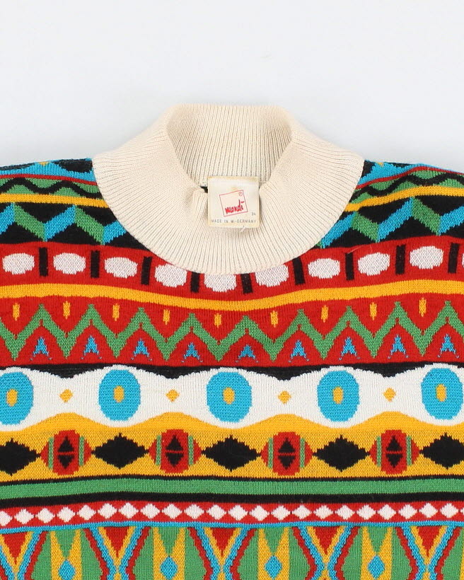 Vintage 80s Mondi Wool Blend Abstract Colourful Jumper - M – Rokit