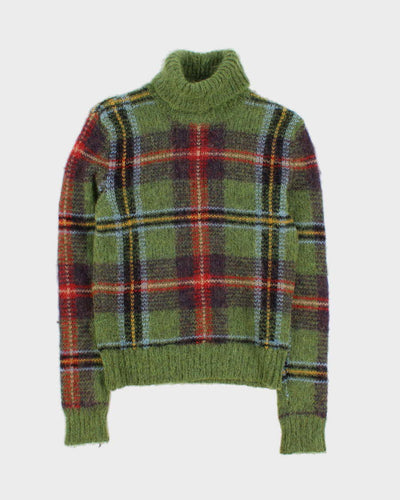 Vintage Women's Green Plaid  Ralph Lauren roll Keck Sweater - S