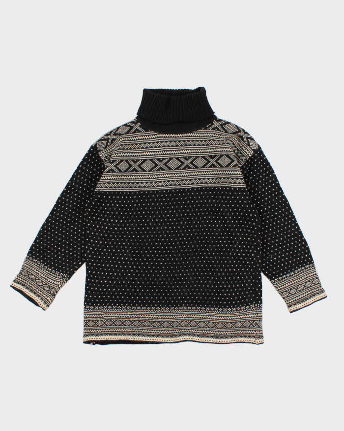 Vintage Lambswool Patterned Turtleneck - S