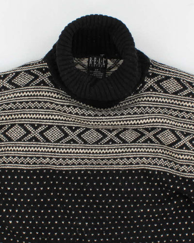 Vintage Lambswool Patterned Turtleneck - S