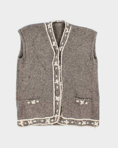 Vintage Handmade Knitted Cardigan Vest - L