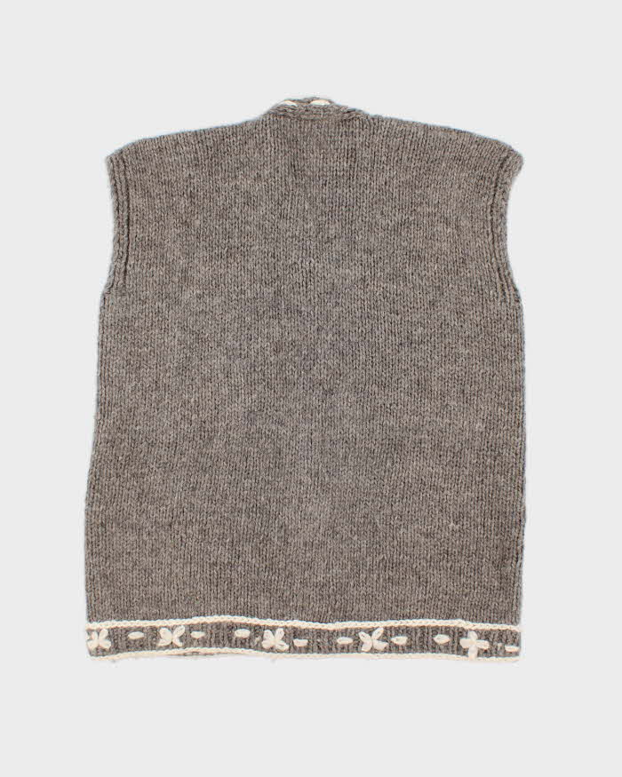 Vintage Handmade Knitted Cardigan Vest - L