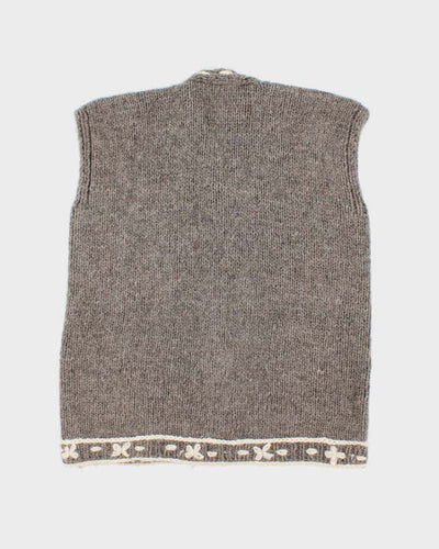 Vintage Handmade Knitted Cardigan Vest - L
