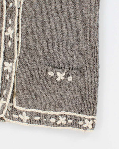 Vintage Handmade Knitted Cardigan Vest - L