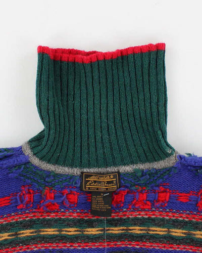 Vintage 80s Eddie Bauer Patterned Wool Turtleneck - S