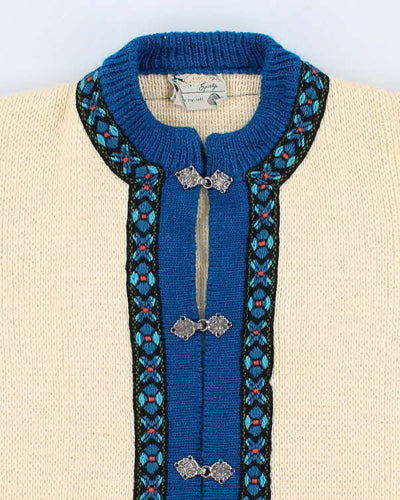 Vintage Women's Cream Norwegian style Knit Wool Cardigan - S