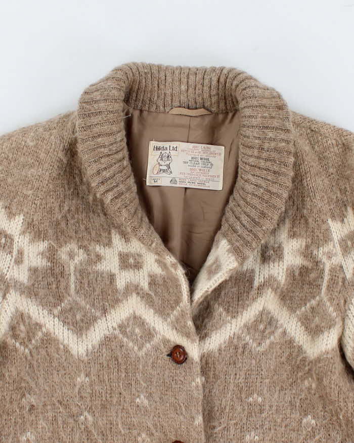 Womens Cream Hilda Ltd Wool Icelandic Knit Cardigan - M