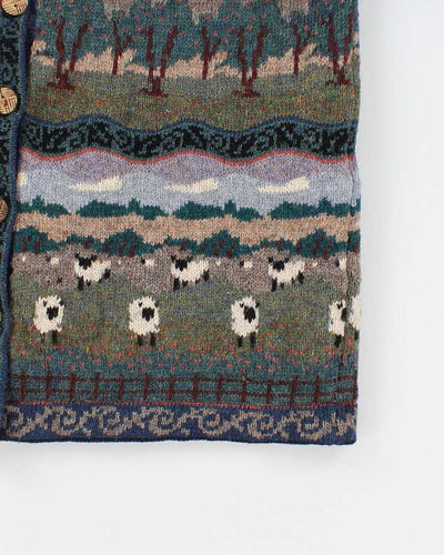 90s Vintage Woman's Icelandic Designs Patterned Knit Wool Cardigan - M