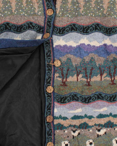 90s Vintage Woman's Icelandic Designs Patterned Knit Wool Cardigan - M