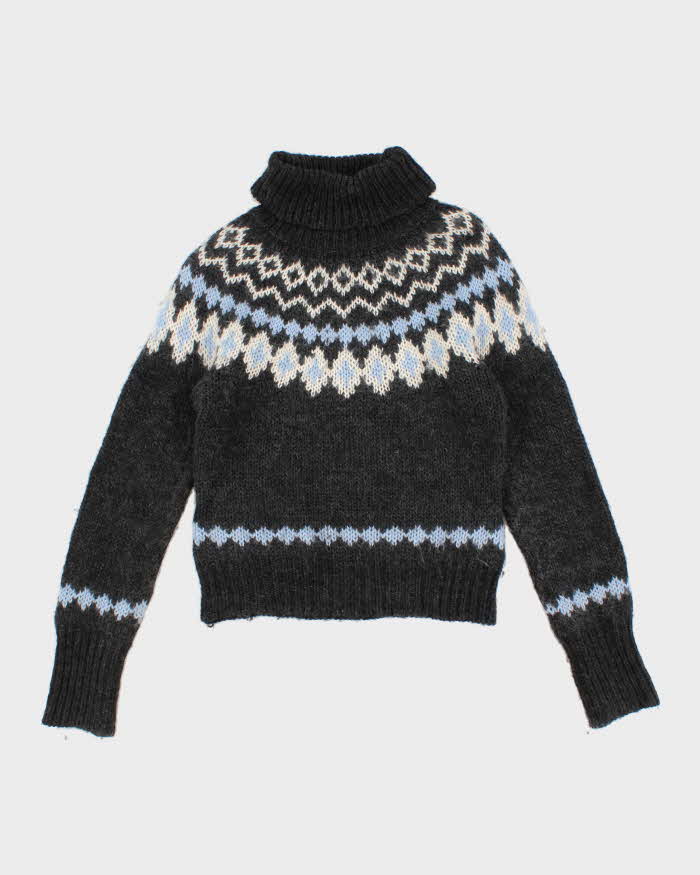 Women's Grey Fair isle Knit Roll neck Sweater  - S