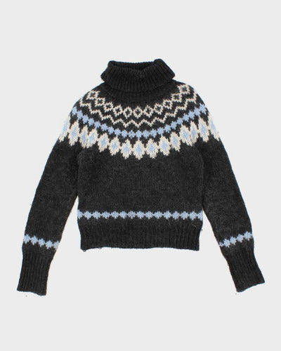 Women's Grey Fair isle Knit Roll neck Sweater  - S