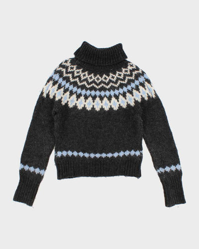 Women's Grey Fair isle Knit Roll neck Sweater  - S