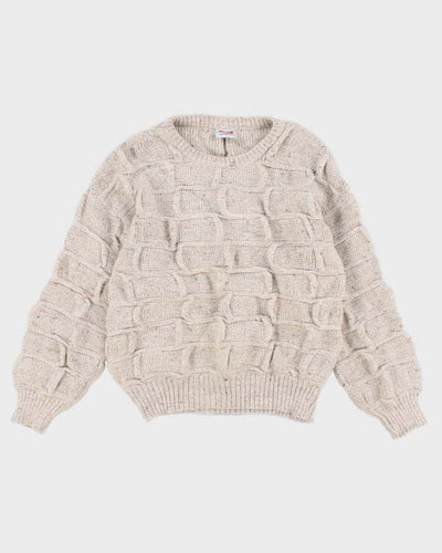 Vintage Womens Cream Chunky Knit Sweater - L