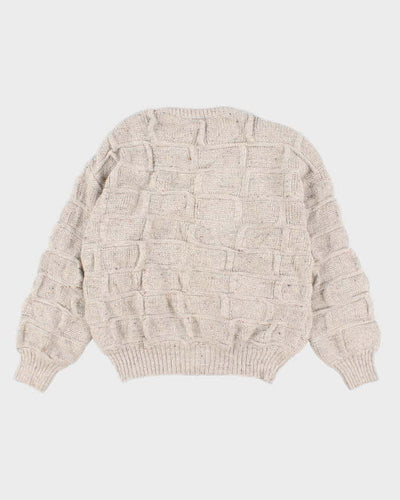 Vintage Womens Cream Chunky Knit Sweater - L