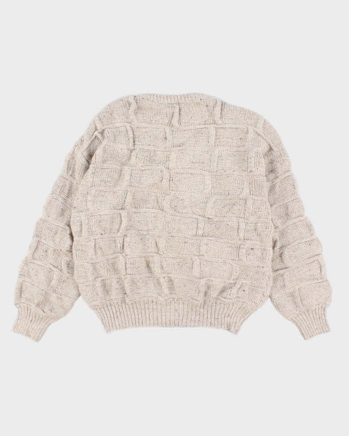 Vintage Womens Cream Chunky Knit Sweater - L