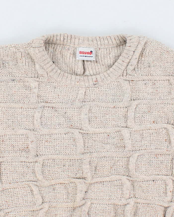 Vintage Womens Cream Chunky Knit Sweater - L
