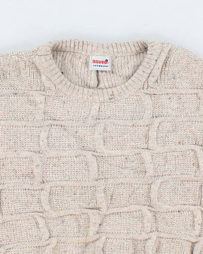 Vintage Womens Cream Chunky Knit Sweater - L