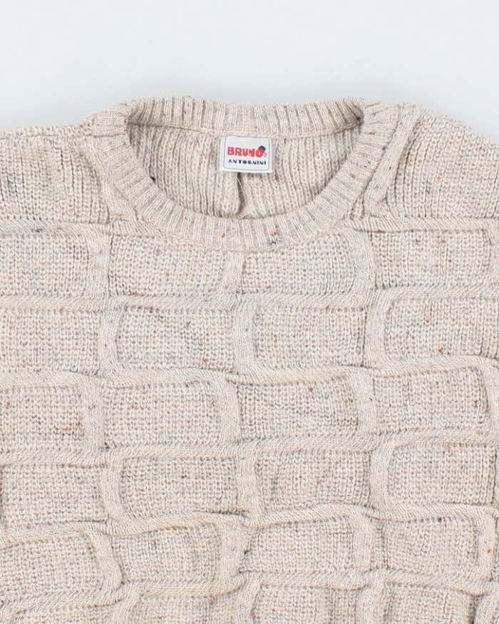 Vintage Womens Cream Chunky Knit Sweater - L