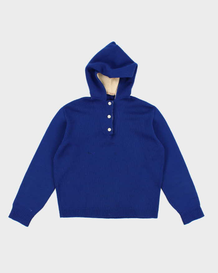 Vintage Women's Blue Hudson Bay Company Hooded Knit Sweater - S