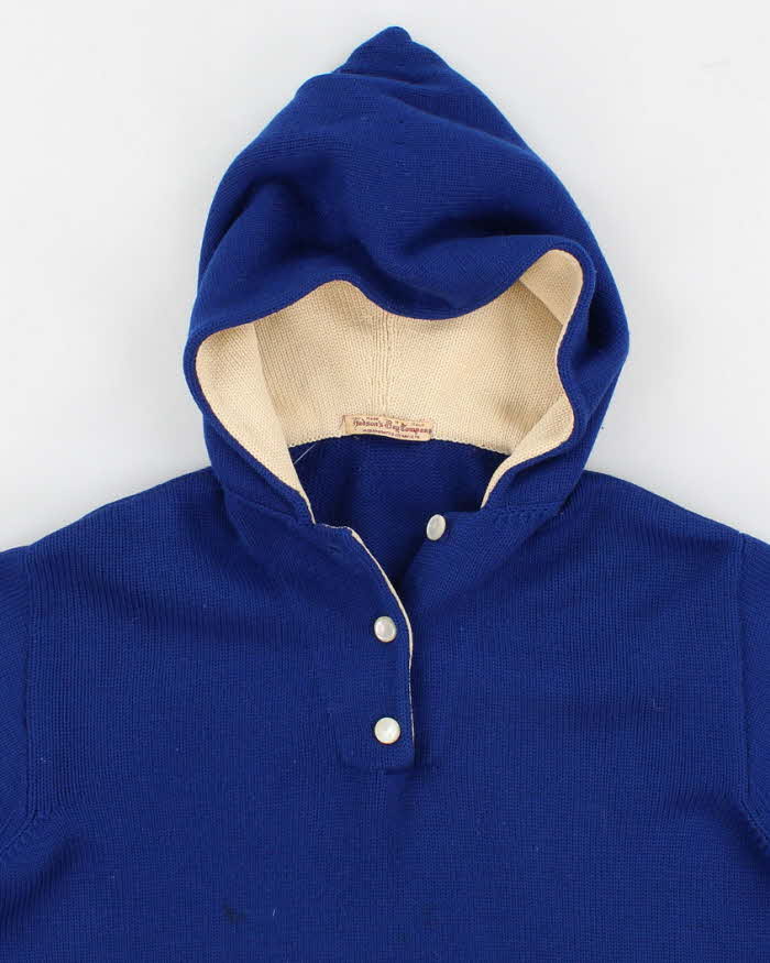 Vintage Women's Blue Hudson Bay Company Hooded Knit Sweater - S