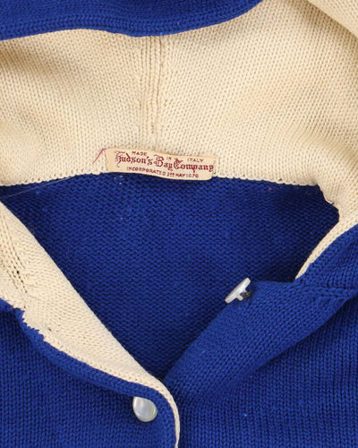 Vintage Women's Blue Hudson Bay Company Hooded Knit Sweater - S