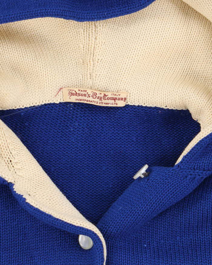 Vintage Women's Blue Hudson Bay Company Hooded Knit Sweater - S