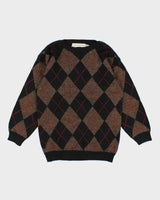 Vintage 90s Argyle Wool Jumper - M