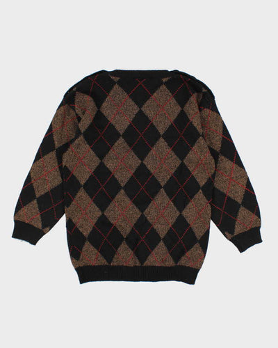 Vintage 90s Argyle Wool Jumper - M