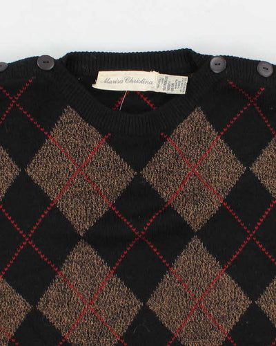 Vintage 90s Argyle Wool Jumper - M