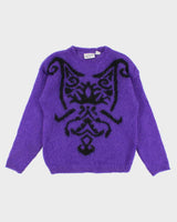 Vintage 90s Purple Cat Jumper - L