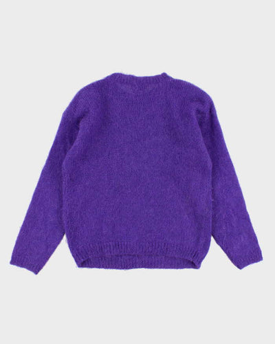 Vintage 90s Purple Cat Jumper - L