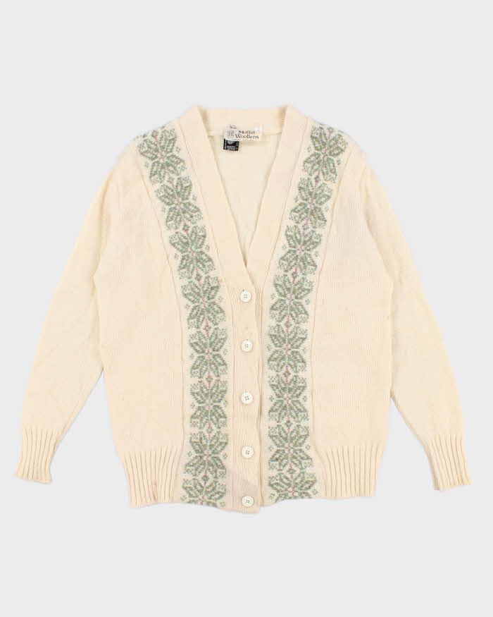 90s Vintage Women's Cream Cardigan - M