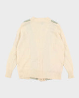 90s Vintage Women's Cream Cardigan - M