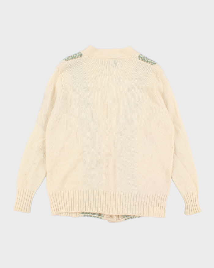 90s Vintage Women's Cream Cardigan - M