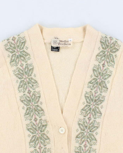 90s Vintage Women's Cream Cardigan - M