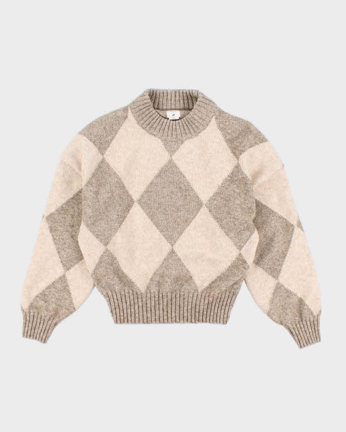 Women's Cream Pringle x H & M Argyll Knit Sweater - S