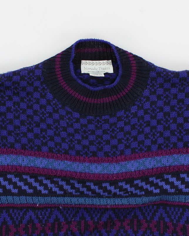 Womens Purple Nomadic Trader Patterned Knit Jumper - S