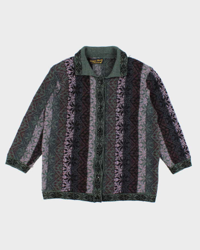 Women's Multi coloured Patterned Cardigan Knitwear - L