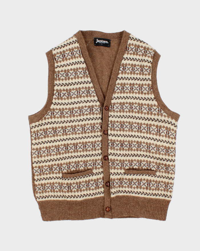 Beige Jantzen Sleeveless Cardigan - L