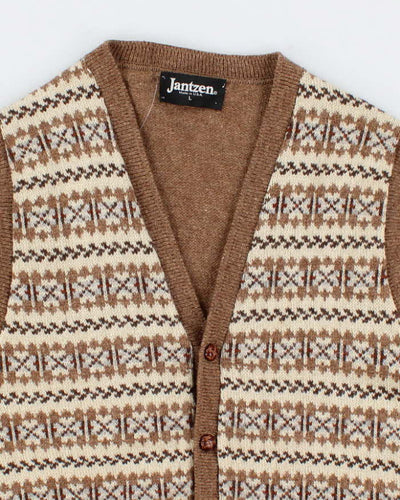 Beige Jantzen Sleeveless Cardigan - L
