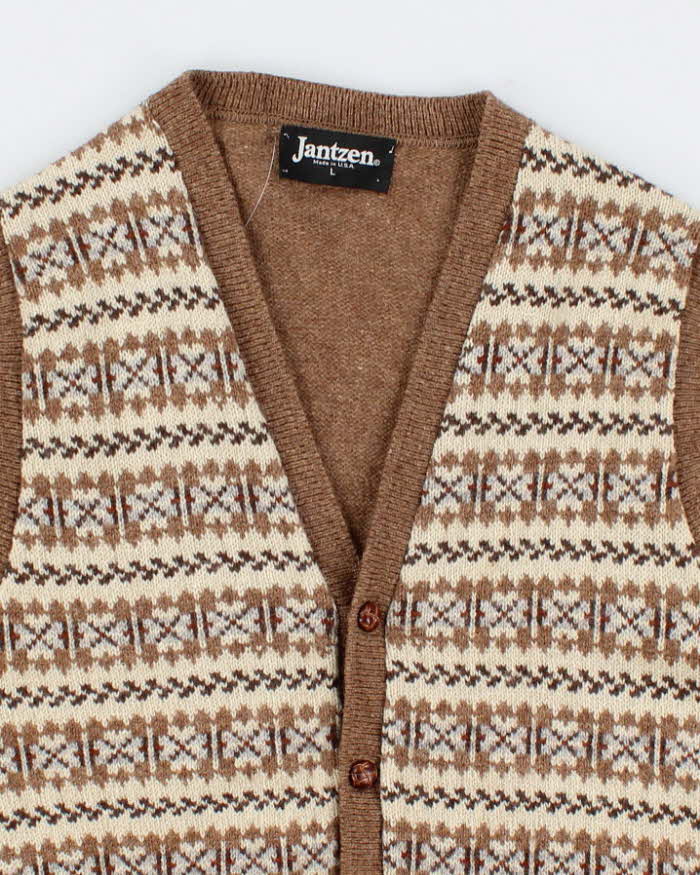Beige Jantzen Sleeveless Cardigan - L