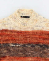 Womens Orange Stripped Knit Mohair Sweater - S