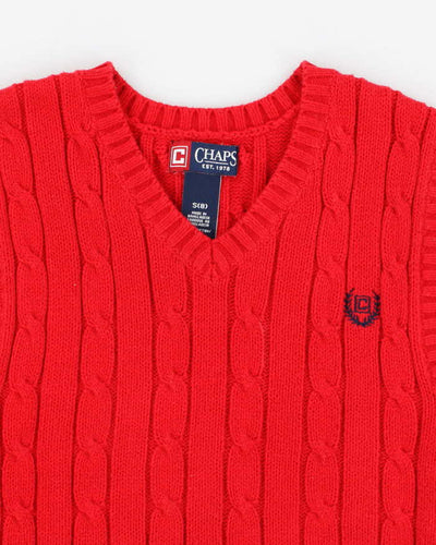 Vintage 90s Chaps Red Knit Vest - S