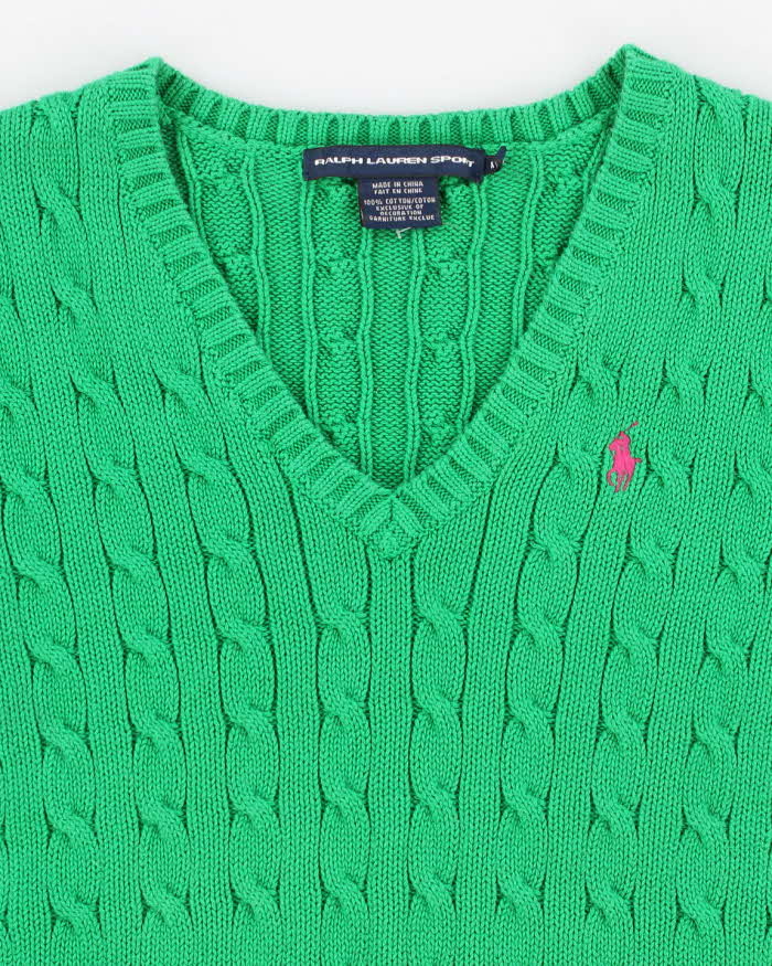 Vintage 90s Ralph Lauren Sport Green Knit Jumper - M