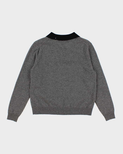 Womens Grey Cashmere Argyll  Knit Sweater - S