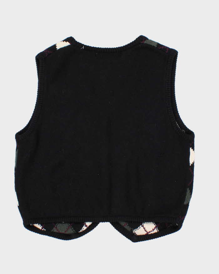 Vintage Women's Argyll Knit Sleeveless Cardigan - M