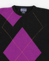 Vintage Women's Black Argyll Wool Knit Sweater - M