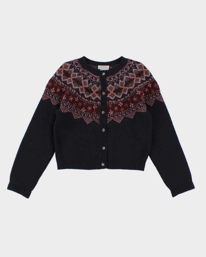 Vintage 90s Jacob Fair Isle Wool Cardigan - S