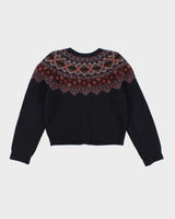 Vintage 90s Jacob Fair Isle Wool Cardigan - S